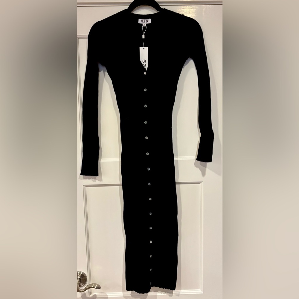 525 America Ribbed Long Cardigan‎ in Black